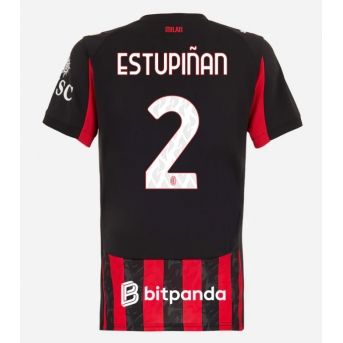 AC Milan Pervis Estupinan #2 Tricou Fotbal Replică 2025-26 Femei Acasa